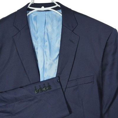 Charles Tyrwhitt Mens 44L Navy Blue 100% Wool Tailored Fit Two Button Blazer
