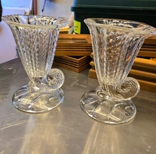 Set Of 2 Vintage Cornucopia Vase