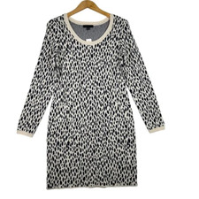 Ann Taylor Women Sweater Dress Scoop Neck Leopard Print Beige Size Small