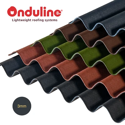 Onduline Bitumen Corrugated Roof Sheeting | 3mm | Black, Red, Green, Grey, Brown