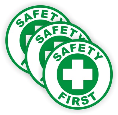 3x Safety First Hard Hat Stickers / Decals / Helmet Labels Construction Laborer