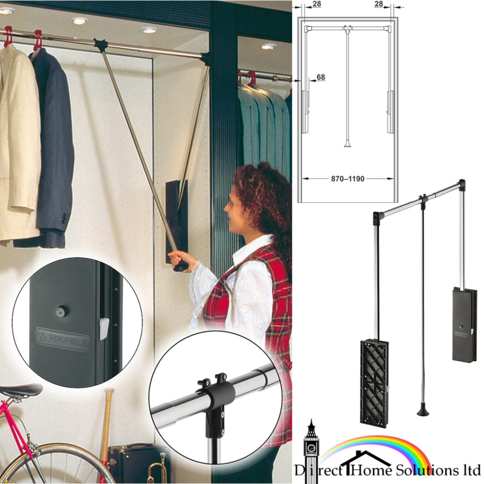 Hafele Pull Down Closet Rod Dandk Organizer