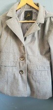 Jack Euc Womens Grey Peacoat Hooded With Pockets Button Closure Size Medium