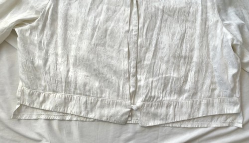 Vintage 90s Fashion Bug Open Back Slit Flower Stitch White Shirt Oversized Rare - Picture 9 of 12