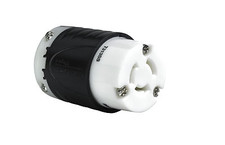 Pass Seymour 7313SS connector LKG 125/250VAC 20A 3 3 BK/WHT