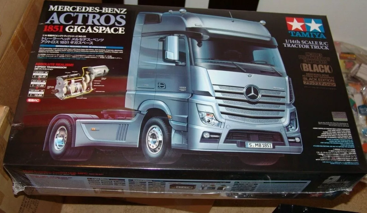 TAMIYA 1/14 MERCEDES BENZ ACTROS 1851 BLACK SEMI TRACTOR TRUCK KIT