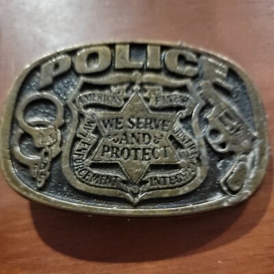 Vintage Metal Police Law Enforcement Belt Buckle America's
