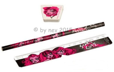 MONSTER HIGH SCHREIBSET Draculaura Lineal Gummi Stift Schule Schreiben NEUWARE
