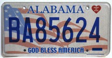 Alabama Nummernschild USA Kennzeichen Schild God Bless America License Plate BA8