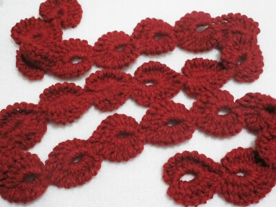 Crochet Heart 6 foot Scarf, Red Heart Garland, Vintage Russian pattern Valentine