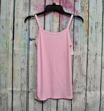 Women's No Boundaries Juniors' S-XXXL Rib Cami Pink Fitted Stretch Tank Top NWT