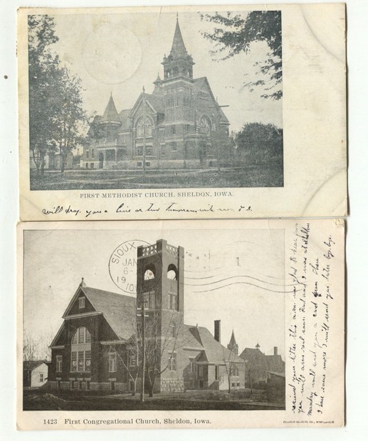 5 19081948 Sheldon Iowa postcards 2 Undivided back 1 Real photo RPPC