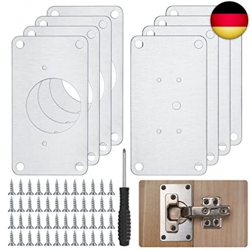8 Stk Schrank Scharniere Reparaturplatten, Schranktüren Scharnier Reparaturset - Bild 1 von 9