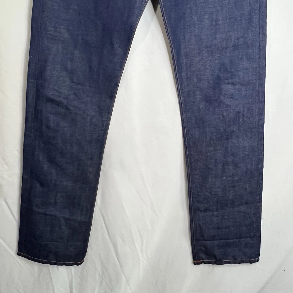 Jeans Gustin Para Hombres 32 Azul California Ribete Ajustado Denim Crudo Botón Mosca 32x33 Foto 4 de 4