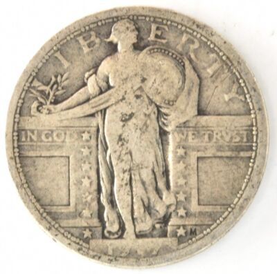 1917 Type I Standing Liberty Quarter Dollar US 90% Silver 25 Cent