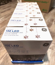 6 boxes GE StayBright 150 ct Warm White LED Motion Snowflake Icicle Lights NEW