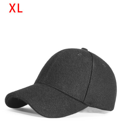 XL 59-62cm Wool Baseball Cap,Big Size Winter Warm Men Plain Hat