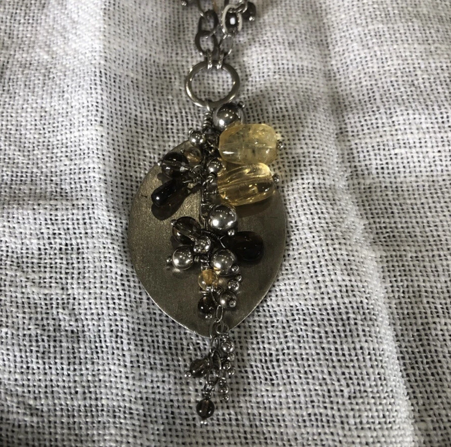 Collar de plata de ley 925 cuarzo ahumado y piedras preciosas de citrino gemas TV Foto 3 de 4