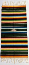 Southwest Saltillo Serape Mexican Small Table Blanket Rug Runner Vtg Mexico