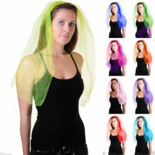 LADIES NET VEIL ON HAIR BAND HEN NIGHTS HEN?S HEAD DRESS FANCY DRESS UP PARTY