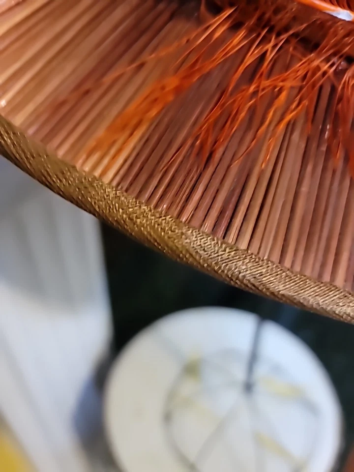 Sombrero antiguo dama 1900 ala ancha tejido tela de paja flores tela metálica dorada Foto 4 de 4