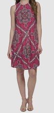 Tommy Hilfiger Women Pink Printed Sleeveless Shift Dress Size 14