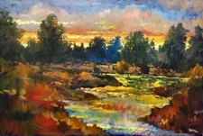 Art – Neil Patterson Original Oil Painting – Sundown River