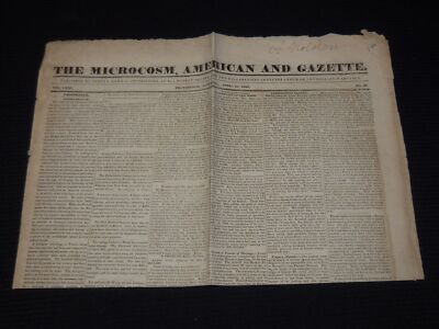1833 APRIL 27 THE MICROCOSM AMERICAN & GAZETTE NEWSPAPER - PROVIDENCE - NP 3878U