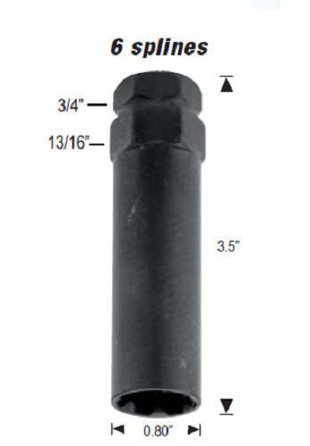 1PC Black 6 Spline Drive Lug Nut Tuner Key Wheel Lock Tool 19mm 21mm 3/4" 13/16" - Foto 3 di 5