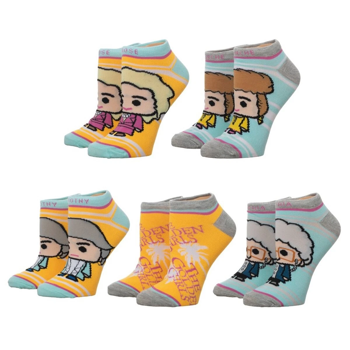 Bioworld • GOLDEN GIRLS Characters (5-Pack) • Junior Ankle Socks • Ships Free