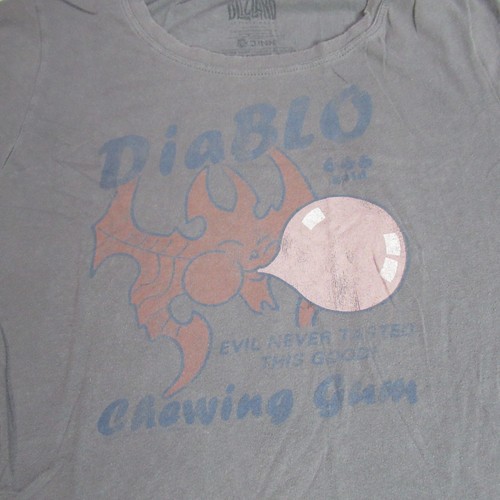 Diablo T-Shirt Womens 2X Gray Chewing Gum Evil Never Tastes This Good Demon Tee - Picture 3 of 9