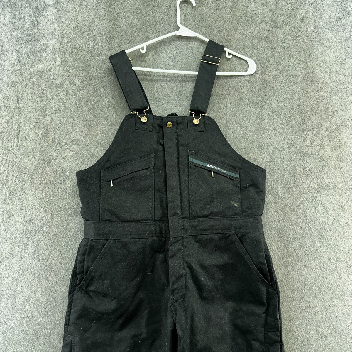 VTG Key Snow Bib Overall Mens M Short Black Insulated Ski Snowboard Pant 90s