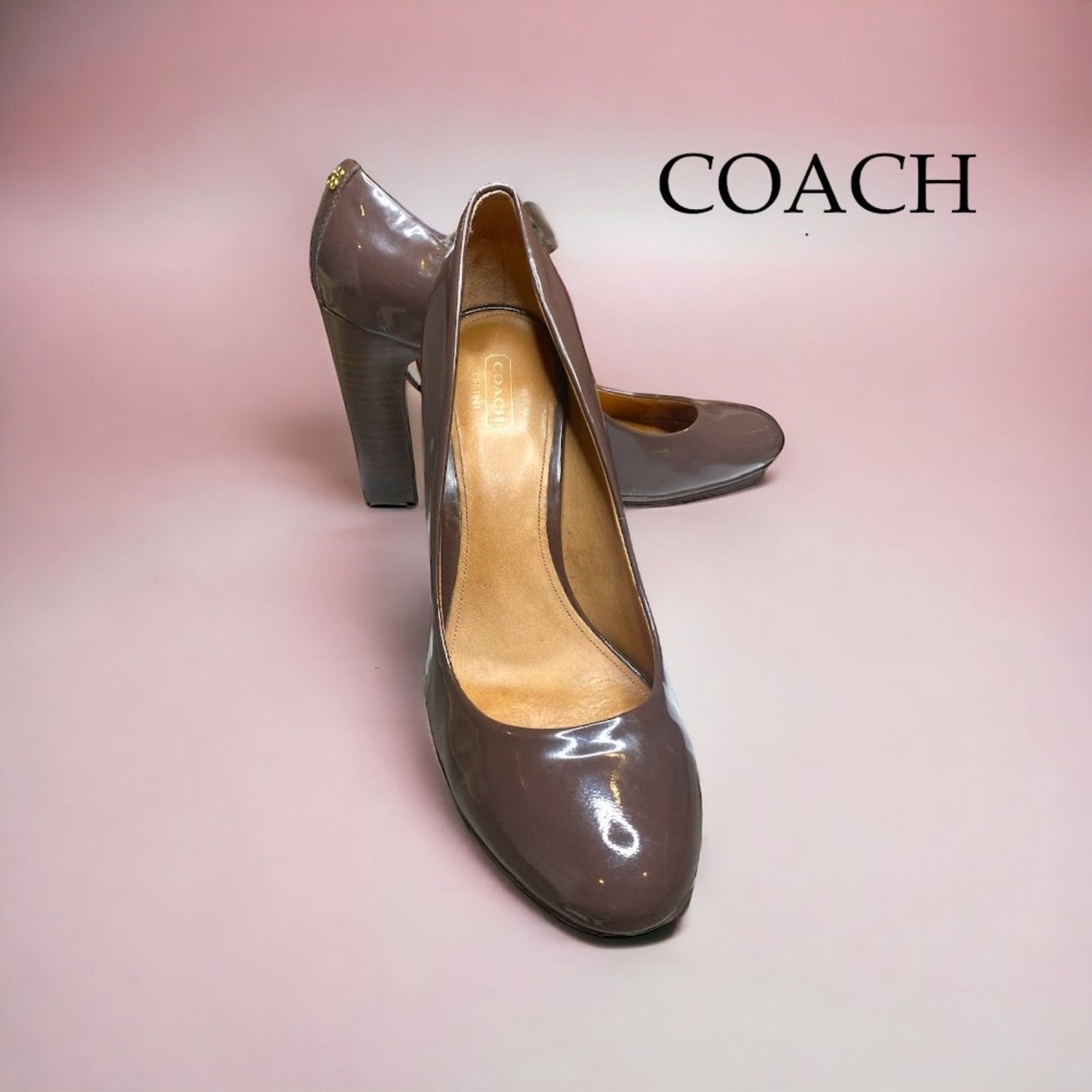 Coach Brown Patent Leather Heels Pumps Women's Size 10-image