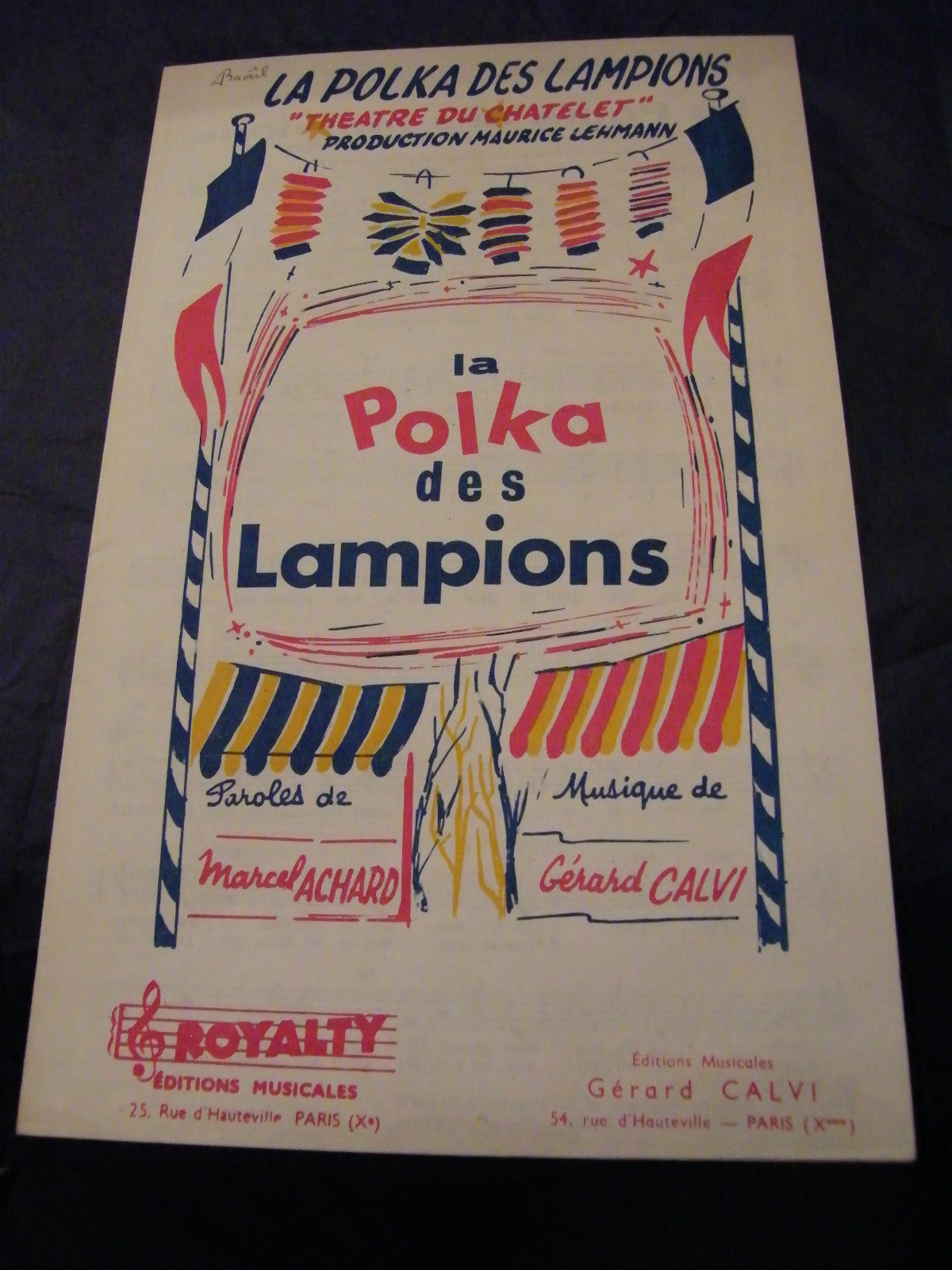 Partition The Polka of Lanterns Marcel Achard Gérard Calvi 1961 Music Sheet