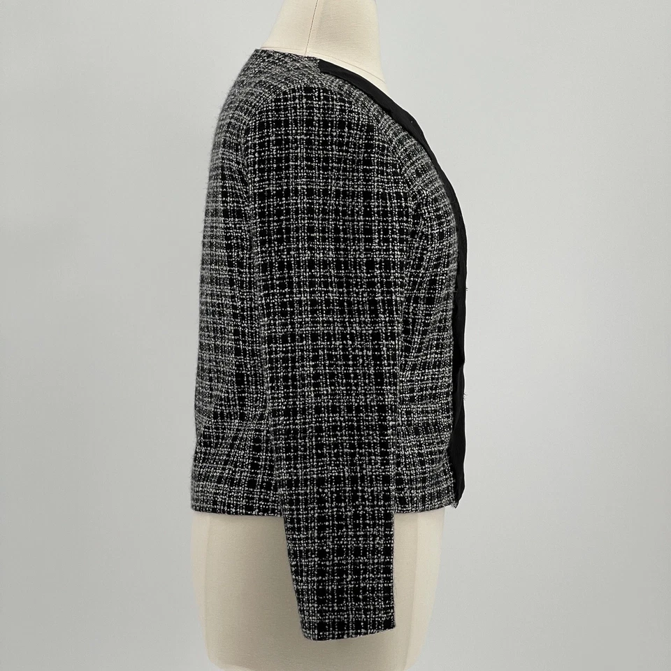 Ellen Tracy Jacket Women’s Black & White Tweed Blazer Rhinestones Size 12 Large - Image 3 of 4