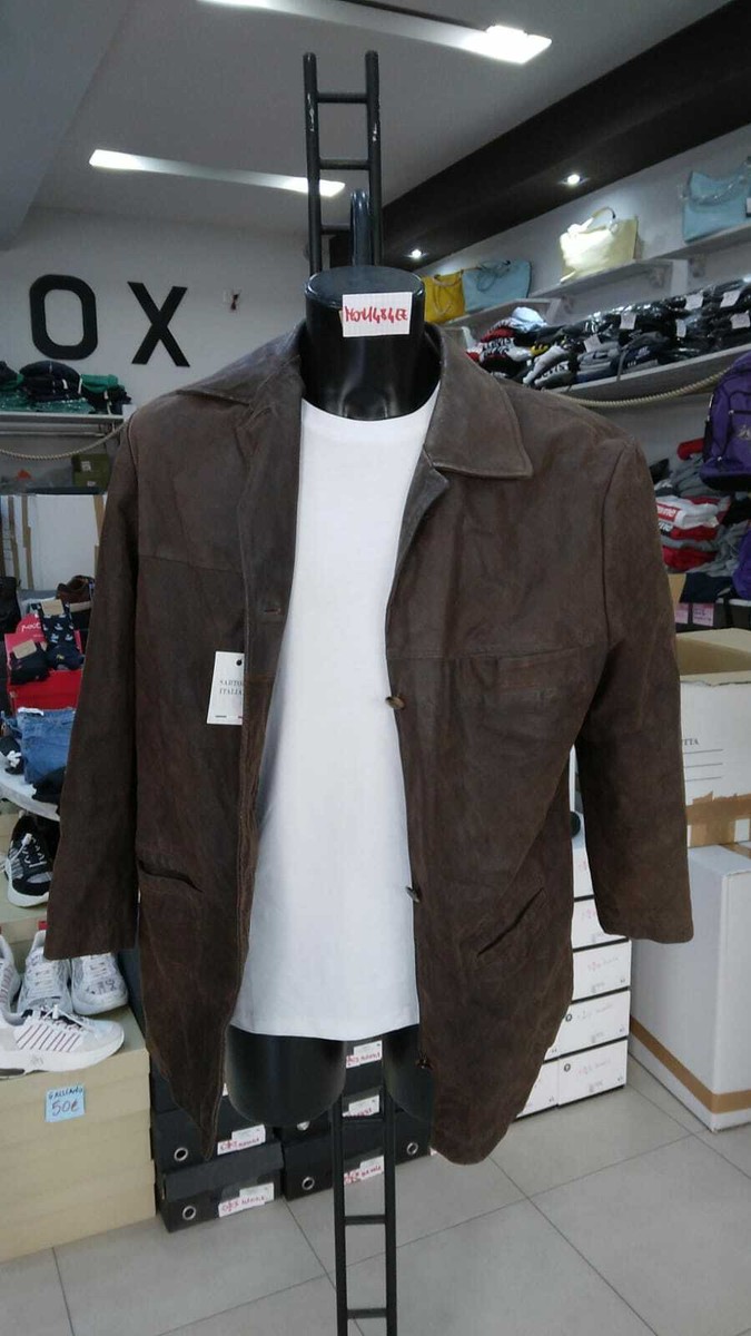 Front Line Brown Leather Jacket For Men Vintage Size 44
