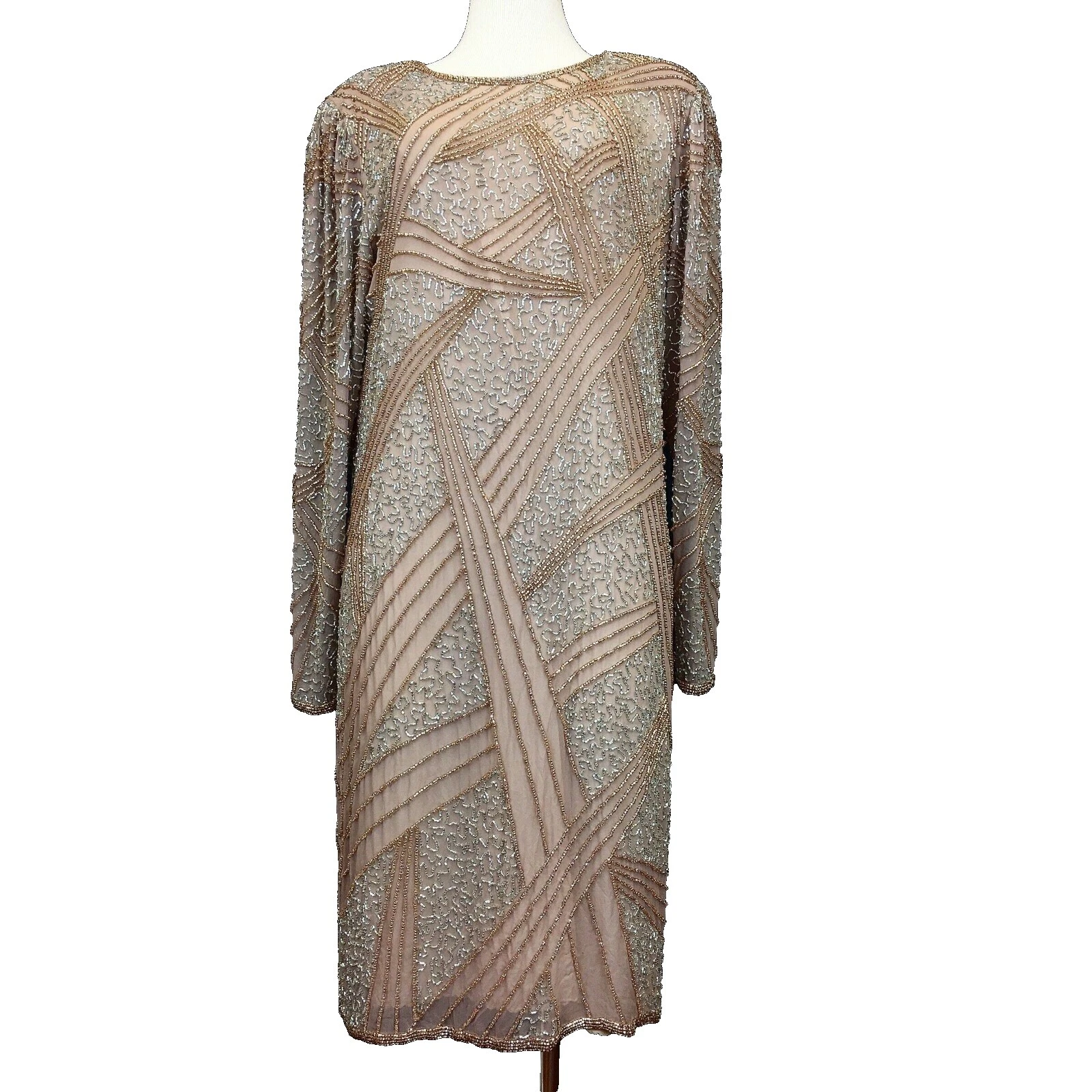 Art Deco formal Vestidos VINTAGE de SEDA 100% para De mujer