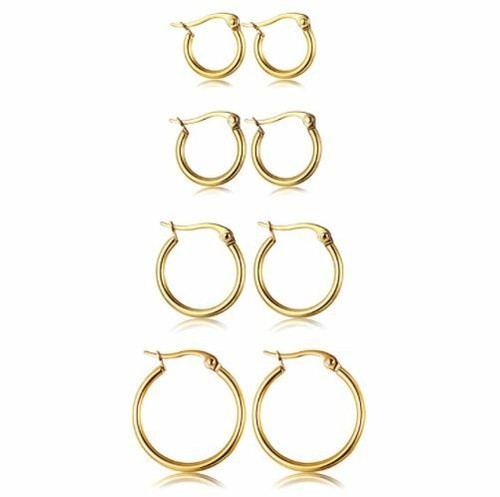 BMMYE 4 Pairs Stainless Steel Hoop Earrings Set Different Size Earrings |  eBay