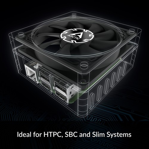 ARCTIC P8 Slim PWM PST PC Case Fan 80mm extra slim 15 mm, 300–3000 rpm Black - Afbeelding 7 van 7