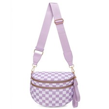 Pure Colour Crossbody Bum Bags for Women Spacious Checkered Cross body Bag Ny...