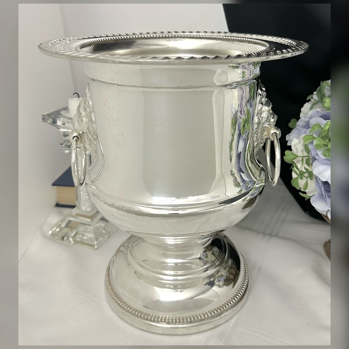 Champagne Bucket Silver Plated Ice Bucket German Vintage Lion
