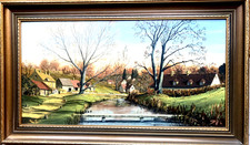 ROY KRATY OBE  1968 SEPTEMBER TIME  LOWER SLAUGHTER GLOUCESTERSHIRE OIL PAINTING