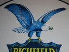 VINTAGE RICHFIELD EAGLE THE POWER GASOLINE 11 3/4" PORCELAIN METAL GAS OIL SIGN!