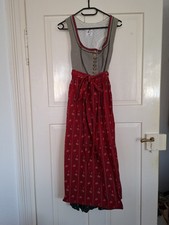 Dirndl Gr. 46 Rot Grau Grün Baumwolle 90er L...
