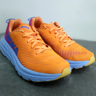 HOKA Rincon 3 Women s 10.5 B Narrow Orange Teal Running Shoes EUC