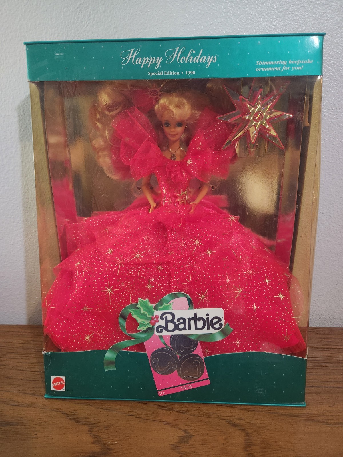 Vintage 1990 Special Edition Happy Holidays Barbie with orna