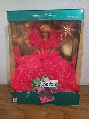Vintage 1990 Special Edition Happy Holidays Barbie with ornament by Mattel NRFB