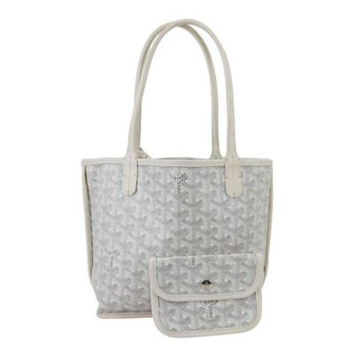 GOYARD Anjou Mini Reversible Canvas Tote Shoulder Bag White