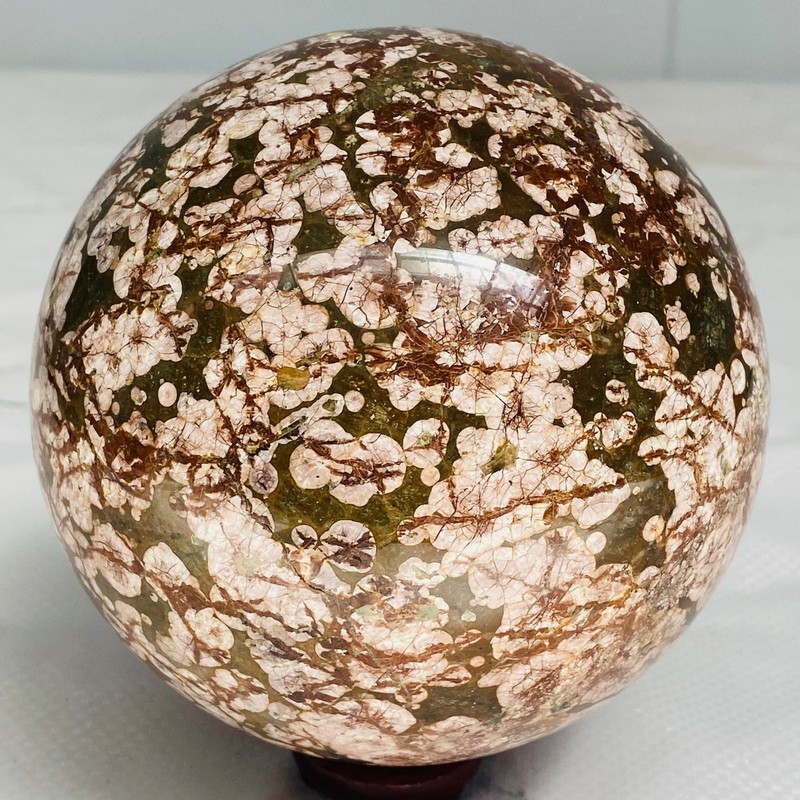Natural Polished Pink cherry blossom agate BALL Madagascar 1960G ( 4.32LB )