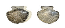 Vintage Pair Tiffany & Co. Sterling Clam Shell Open Salt Cellar Dish